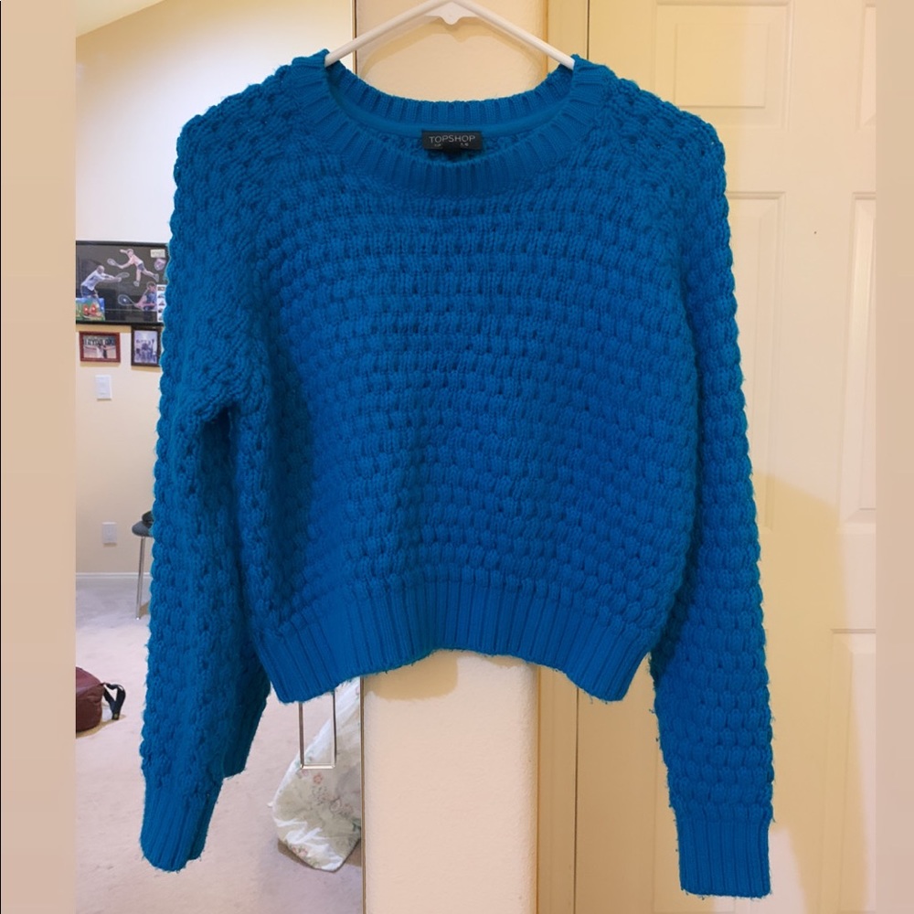 Blue Cropped Sweater from Topshop